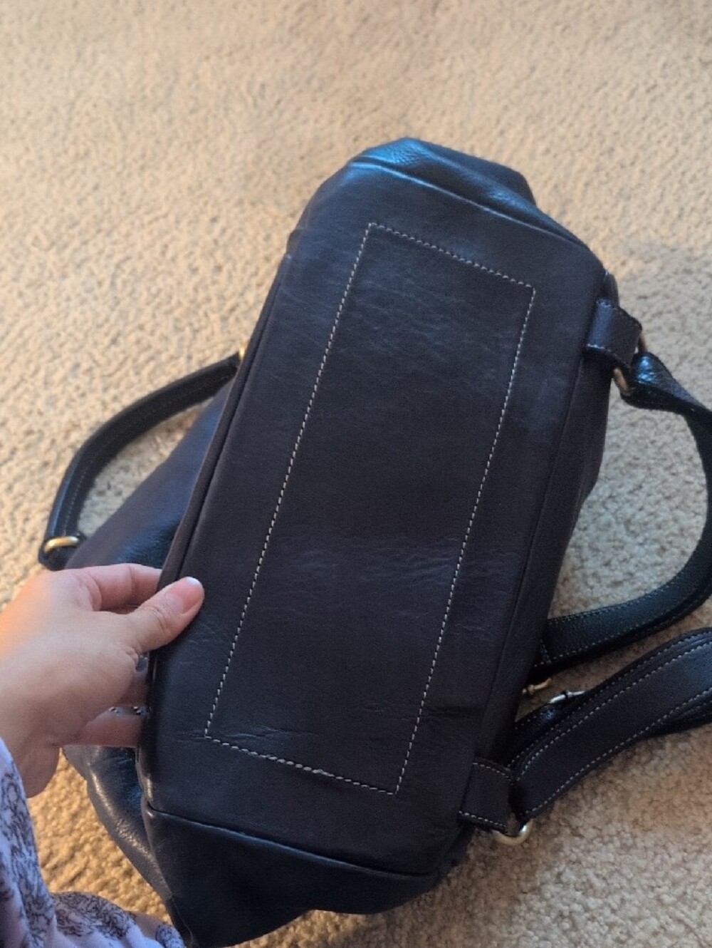 Bolsa Nova X Free People Sold Out Momma MiaClassic Navy Leather Backpack - Women - Picture 13 of 16